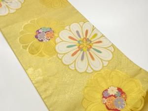 紗綾形に花模様織出し袋帯